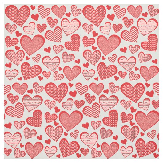 Digital Collage Style Red Gemustert Hearts Stoff (Muster)