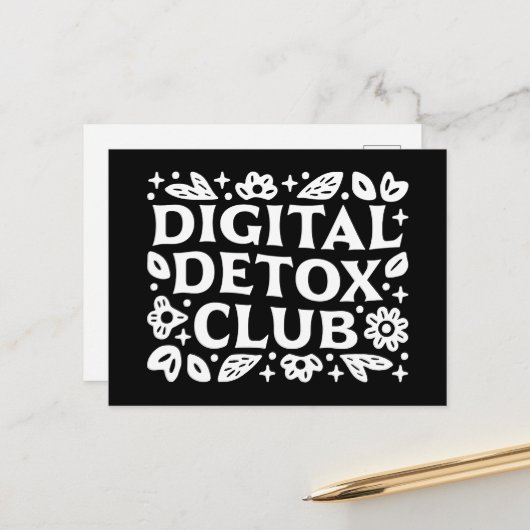 Digital detox club support group postkarte (Vorderseite/Rückseite Beispiel)