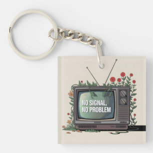 Digital Detox TV mit "Kein Signal, Kein Problem" Schlüsselanhänger