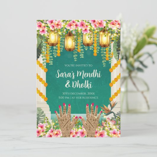 Digital Dholki Einladungen Moslem Mehndi einlädt (Stehend Vorderseite)