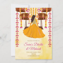 Digital Dholki laden Mehndi Einladung, Mendhi Einladung