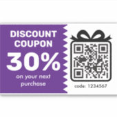 Digital Discount Coupon With QR Code And Logo  Aufkleber (Vorderseite)