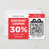 Digital Discount Coupon With QR Code Logo Purple Karte (Vorderseite)