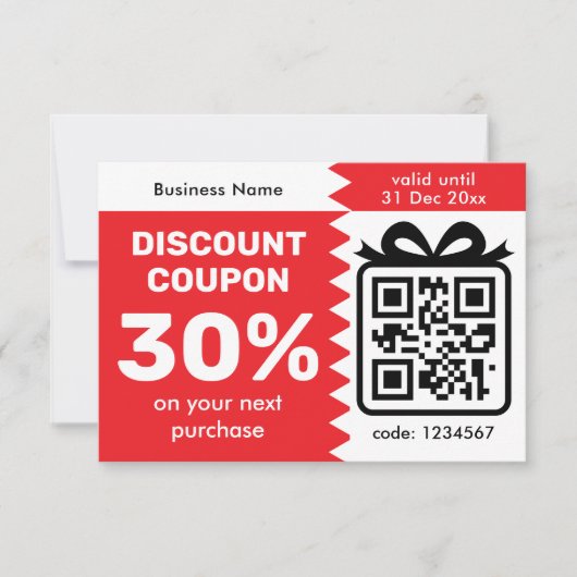Digital Discount Coupon With QR Code Logo Purple Karte (Vorderseite)