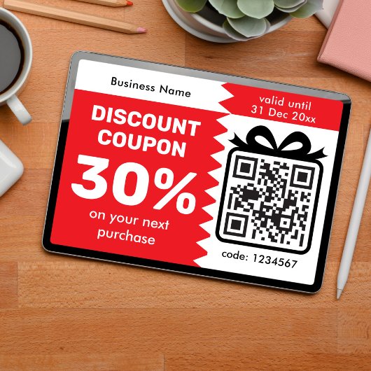 Digital Discount Coupon With QR Code Logo Purple Karte