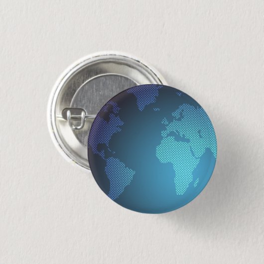 Digital Dot World Map Gradient Art Button (Vorne & Hinten)