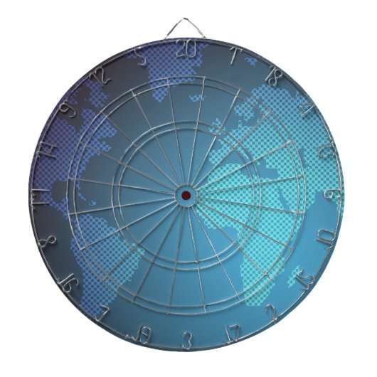 Digital Dot World Map Gradient Art Dartscheibe (vorne)