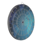 Digital Dot World Map Gradient Art Dartscheibe (Vorderseite Links)