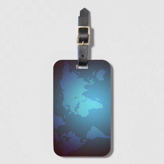 Digital Dot World Map Gradient Art Gepäckanhänger (Vorderseite Vertikal)