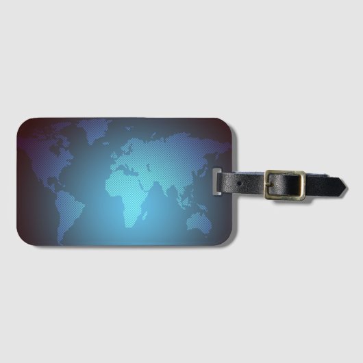 Digital Dot World Map Gradient Art Gepäckanhänger (Vorderseite (Horizontal))