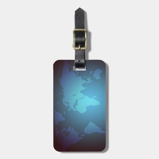 Digital Dot World Map Gradient Art Gepäckanhänger (Vorderseite vertikal)