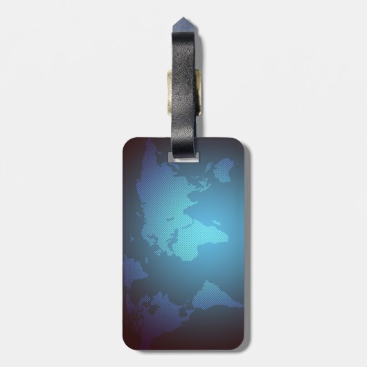 Digital Dot World Map Gradient Art Gepäckanhänger (Rückseite vertikal)