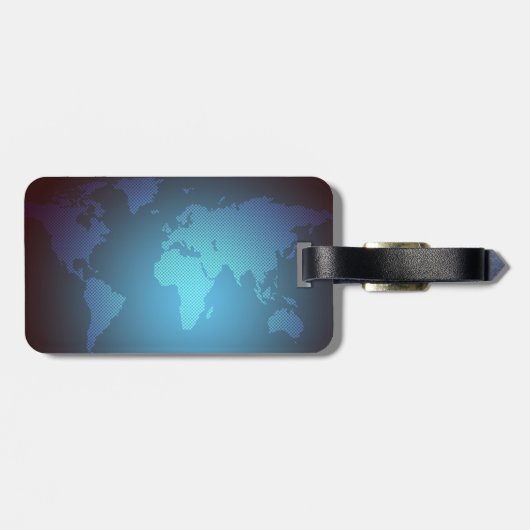 Digital Dot World Map Gradient Art Gepäckanhänger (Rückseite horizontal)