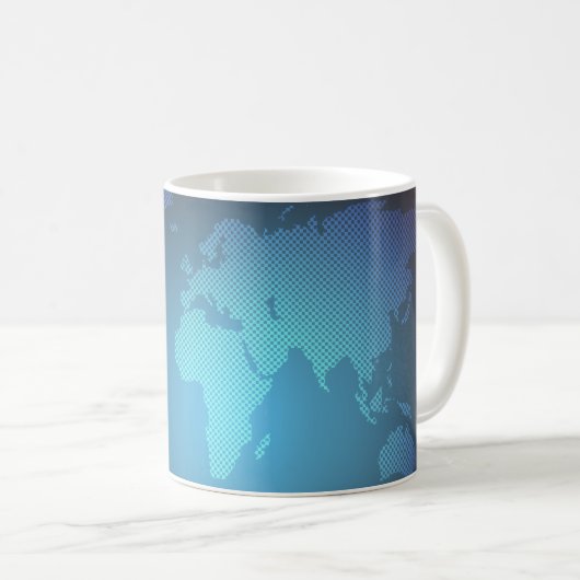 Digital Dot World Map Gradient Art Kaffeetasse (VorderseiteRechts)