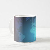 Digital Dot World Map Gradient Art Kaffeetasse (Vorderseite Links)