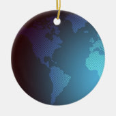 Digital Dot World Map Gradient Art Keramik Ornament (Vorne)