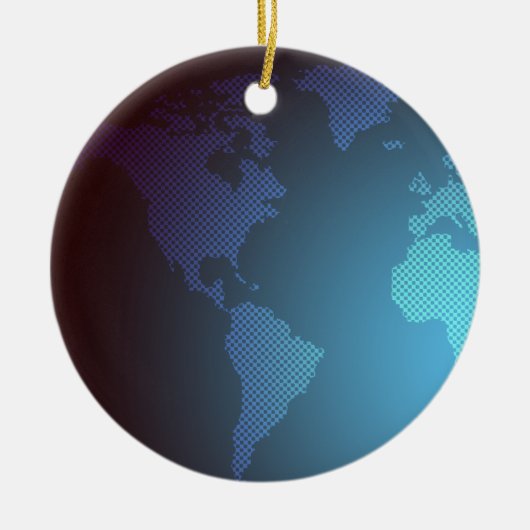 Digital Dot World Map Gradient Art Keramik Ornament (Vorne)