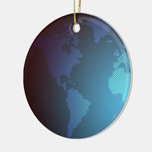 Digital Dot World Map Gradient Art Keramik Ornament (Links)