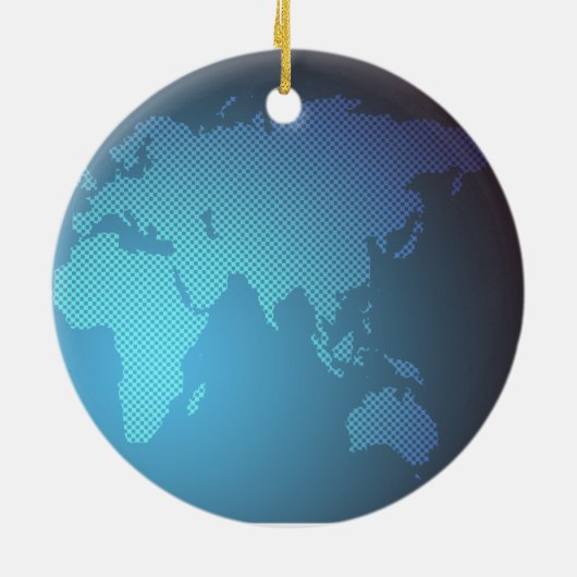 Digital Dot World Map Gradient Art Keramik Ornament (Hinten)
