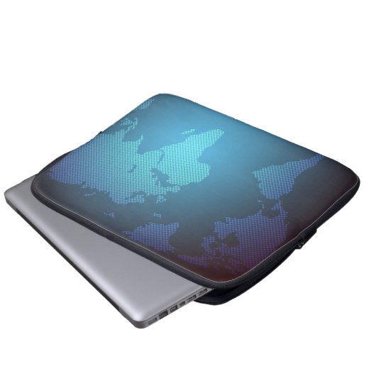 Digital Dot World Map Gradient Art Laptopschutzhülle (Vorne Knopf)