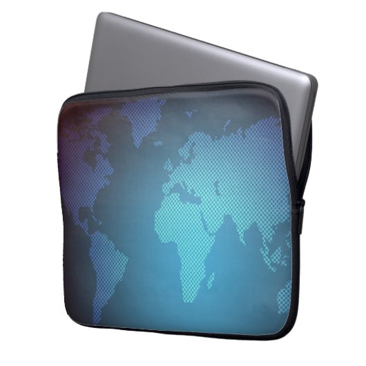 Digital Dot World Map Gradient Art Laptopschutzhülle (Vorderseite Links)