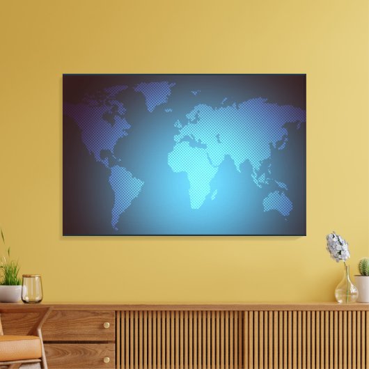 Digital Dot World Map Gradient Art Leinwanddruck (Insitu (Wohnzimmer))