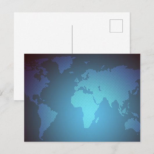 Digital Dot World Map Gradient Art Postkarte (Vorne/Hinten)