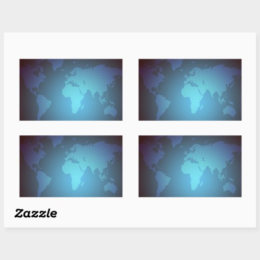 Digital Dot World Map Gradient Art Rechteckiger Aufkleber (Blatt)