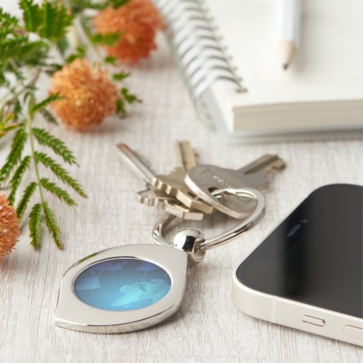 Digital Dot World Map Gradient Art Schlüsselanhänger (Seite)