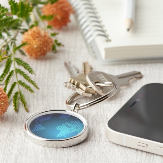 Digital Dot World Map Gradient Art Schlüsselanhänger (Seite)