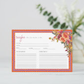 Digital Download Fuchsia Floral Recipe Card Einladung (Stehend Vorderseite)