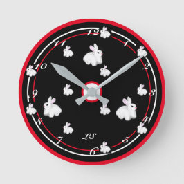 Digital drawing Cute rabbits LS  Runde Wanduhr