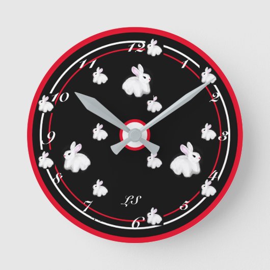 Digital drawing Cute rabbits LS Runde Wanduhr (Vorderseite)