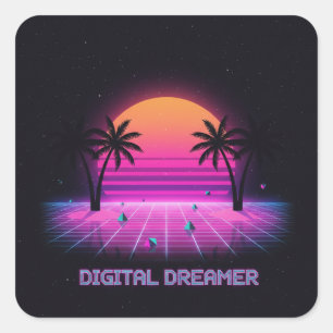 Digital Dreamer Holografischer Vinyl-Aufkleber Quadratischer Aufkleber