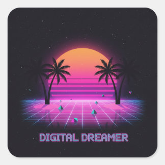 Digital Dreamer Holografischer Vinyl-Aufkleber Quadratischer Aufkleber