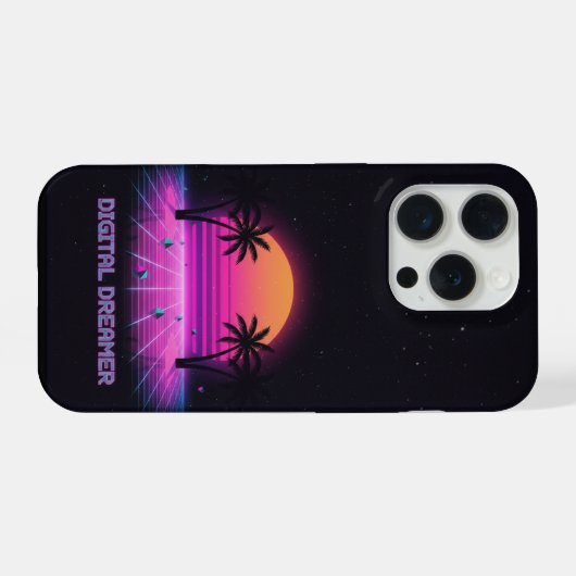 Digital Dreamer Neon Grid iPhone Case Hülle (Rückseite (Horizontal))