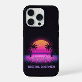 Digital Dreamer Neon Grid iPhone Case 15 Pro Hülle