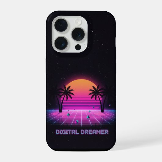 Digital Dreamer Neon Grid iPhone Case Hülle (Rückseite)
