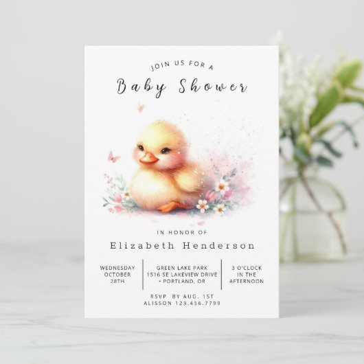 Digital Duck Baby Duck Dusche Einladung (Stehend Vorderseite)