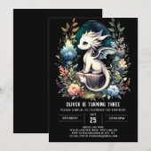 Digital Elegant Dragon Birthday Einladung (Vorne/Hinten)