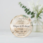 Digital Elegant Rustic Wood Greenery Invitation  Save The Date (Stehend Vorderseite)