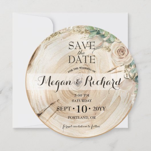 Digital Elegant Rustic Wood Greenery Invitation Save The Date (Vorderseite)