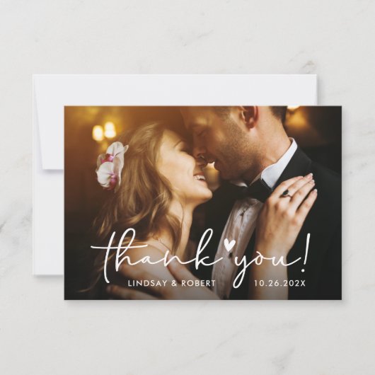 [Digital] Elegante Script Wedding Dankeschön Karte (Vorderseite)