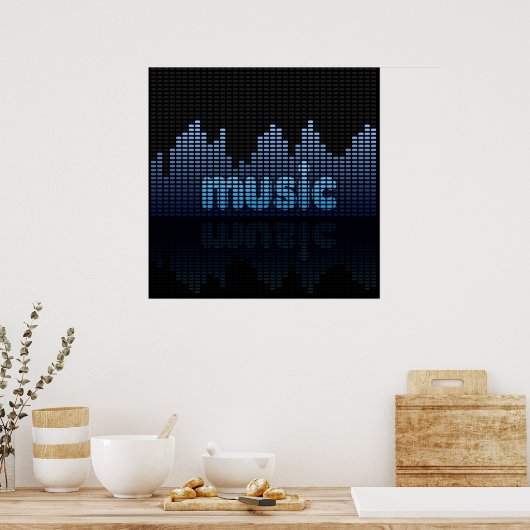 Digital Equalizer Music Wave Wall Poster (Küche)