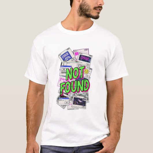 Digital Error Pop-up Glitch Art Not Found T-Shirt (Vorderseite)