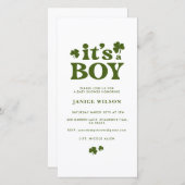 Digital Evite its a Boy St. Patrick's Day Baby Ankündigung (Vorne/Hinten)