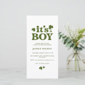 Digital Evite its a Boy St. Patrick's Day Baby Ankündigung (Stehend Vorderseite)