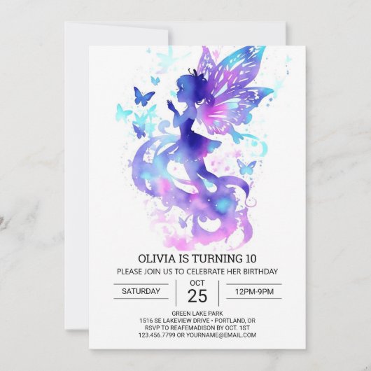 Digital Fairy Garden Geburtstagsmagie Einladung (Vorderseite)