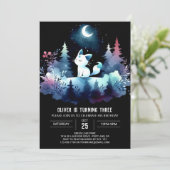 Digital Fantasy Cat Birthday Einladung (Stehend Vorderseite)