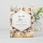 Digital Florals Mason Jar Wedding Save The Date (Stehend Vorderseite)
